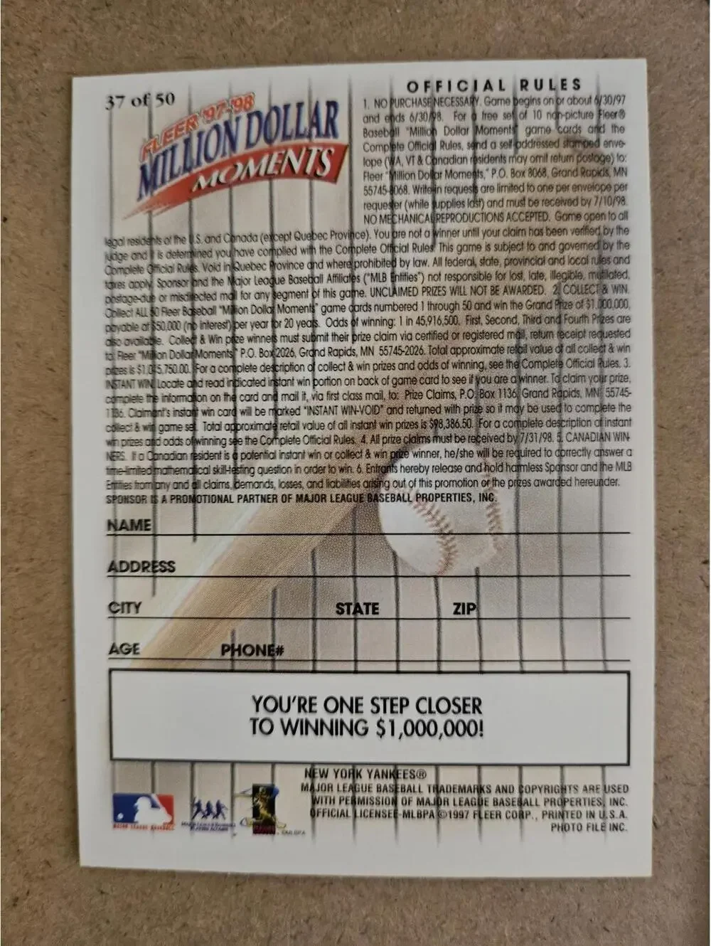 1997-98 Fleer Million Dollar Moments #37 Chris Chambliss